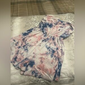 Pink And Blue Strapless Romper